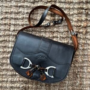 Vintage Guido 1952 Leather Crescent Saddle Bag Horsebit Vintage Argentina EUC